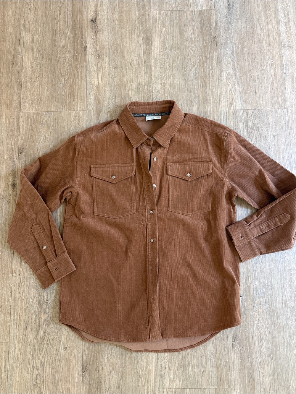 Quicksilver Rust Brown Long Sleeve Courdory Button Down Shirt Small